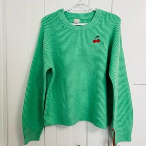 NWT Target Women’s Holiday Crewneck Pullover Sweater- A New Day, Green Cherry